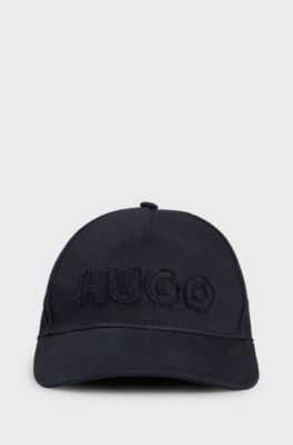 Cotton-twill cap with raw-edge logo, Black