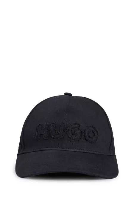 Cotton-twill cap with raw-edge logo