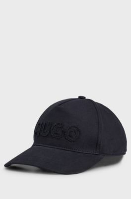 Cotton-twill cap with raw-edge logo, Black