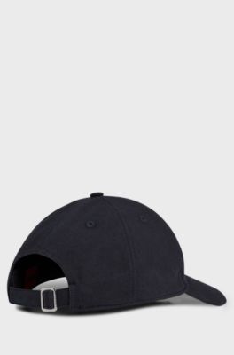 Cotton-twill cap with raw-edge logo, Black