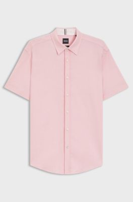 Slim-fit shirt in stretch linen, Light Pink