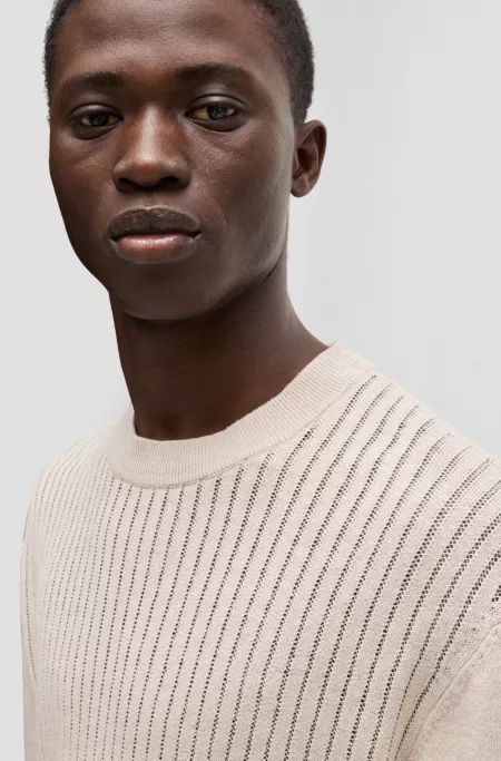 Relaxed-fit knit T-shirt in linen and cotton