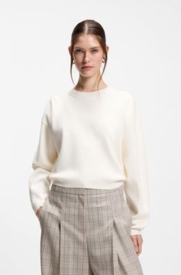 Crew-neck sweater with Double B monogram, Natural