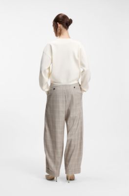 Crew-neck sweater with Double B monogram, Natural