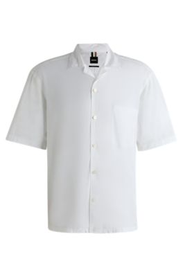 Relaxed-fit shirt in Italian-made cotton poplin, White