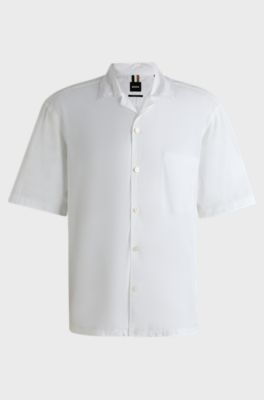 Relaxed-fit shirt in Italian-made cotton poplin, White