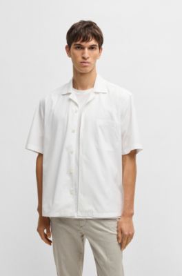 Relaxed-fit shirt in Italian-made cotton poplin, White