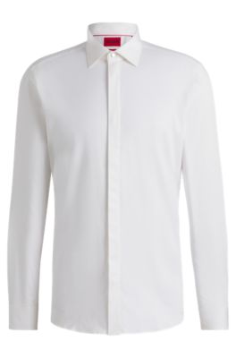 Camicia Hugo Boss Uomo Cole Relaxed Fit Rosso Scuro - Tessuto Elasticizzato Pesante Taglia L