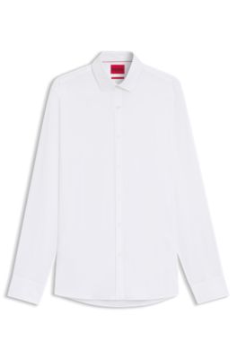 Extra-slim-fit shirt in stretch-cotton satin, White