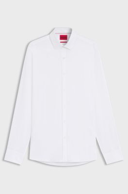 Extra-slim-fit shirt in stretch-cotton satin, White