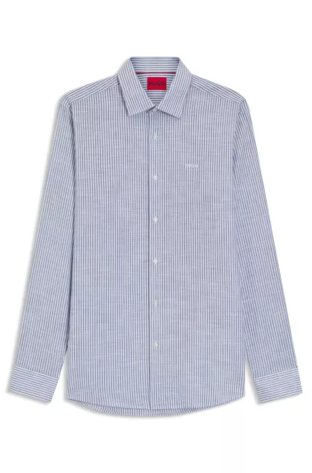 Modern-fit shirt in striped slub cotton