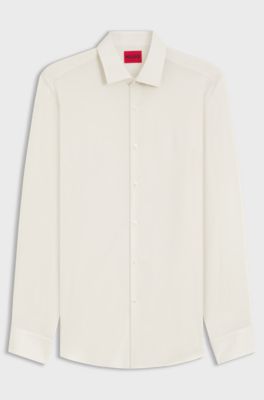 Slim-fit shirt in washed satin, White
