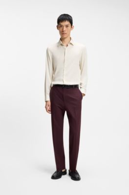 Slim-fit shirt in washed satin, White