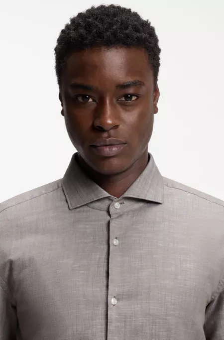 Slim-fit shirt in cotton and linen