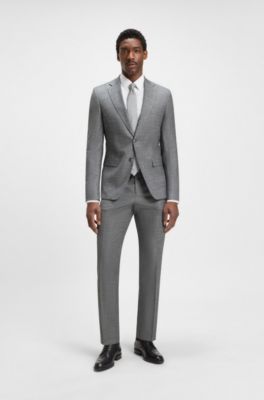 Slim-fit suit jacket in patterned stretch fabric, Silver