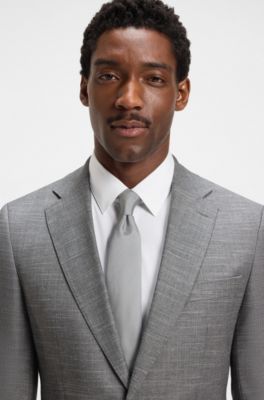 Slim-fit suit jacket in patterned stretch fabric, Silver