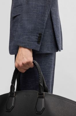 Slim-fit suit jacket in patterned stretch fabric, Dark Blue