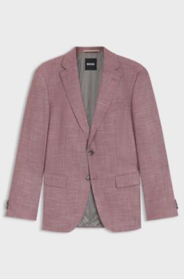 Slim-fit suit jacket in patterned stretch fabric, Purple