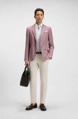 Slim-fit suit jacket in patterned stretch fabric, Purple