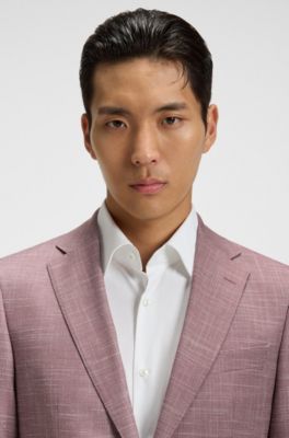 Slim-fit suit jacket in patterned stretch fabric, Purple