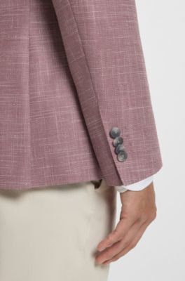 Slim-fit suit jacket in patterned stretch fabric, Purple