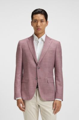 Slim-fit suit jacket in patterned stretch fabric, Purple