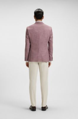 Slim-fit suit jacket in patterned stretch fabric, Purple