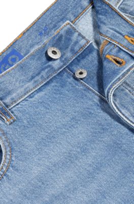 Straight-fit shorts in blue stonewashed denim, Light Blue