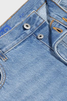 Straight-fit shorts in blue stonewashed denim, Light Blue