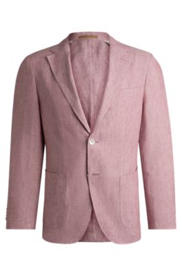 美品✨ヒューゴボス　テーラードジャケット　アンコン　パイピング　ピンク　48/L BOSS - スリムフィット スーツジャケット マイクロパターン