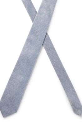 Silk tie with jacquard structure, Light Blue