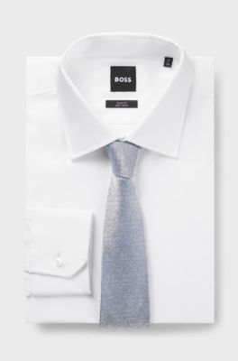 Silk tie with jacquard structure, Light Blue