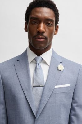 Silk tie with jacquard structure, Light Blue