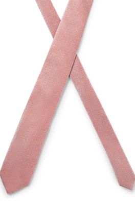 Silk tie with jacquard structure, Dark Orange