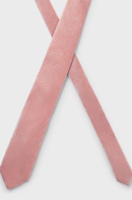 Silk tie with jacquard structure, Dark Orange