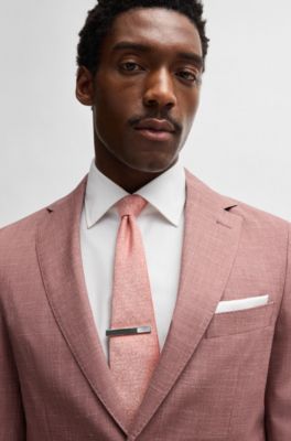 Silk tie with jacquard structure, Dark Orange