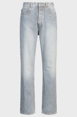 Jean Baggy en denim bleu &agrave; rayures, bleu clair