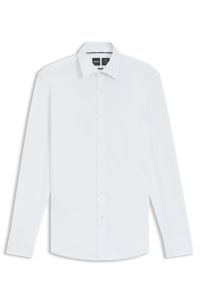 Slim-fit shirt in Italian-made performance-stretch seersucker, White