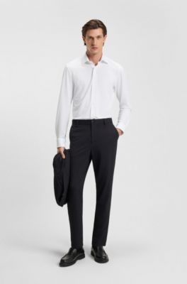 Slim-fit shirt in Italian-made performance-stretch seersucker, White