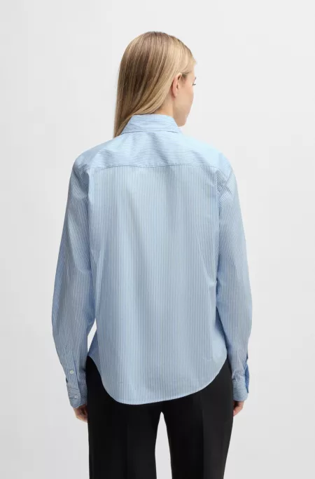Regular-fit blouse in a striped cotton blend