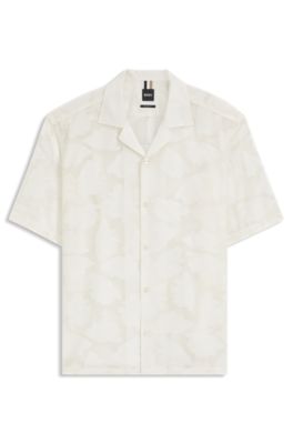 Relaxed-fit shirt with textured floral pattern, White Patterned