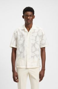 Relaxed-fit shirt with textured floral pattern, White