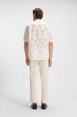 Relaxed-fit shirt with textured floral pattern, White Patterned