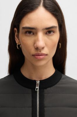 Veste en maille de laine vierge avec fermeture &eacute;clair, Black