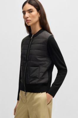 Veste en maille de laine vierge avec fermeture &eacute;clair, Black