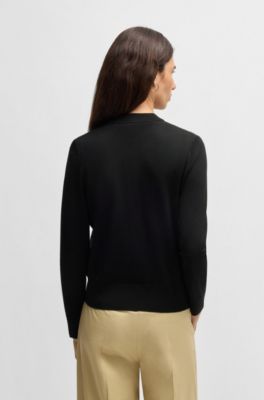 Veste en maille de laine vierge avec fermeture &eacute;clair, Black