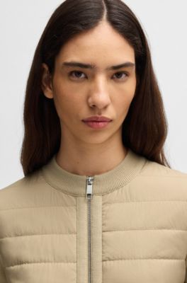 Gebreid jasje van scheerwol met ritssluiting, Beige