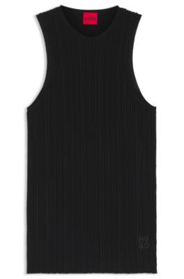Sleeveless racer-back top in ribbed crepe fabric 1