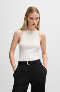 Racerback-Top aus geripptem Krepp, Weiß