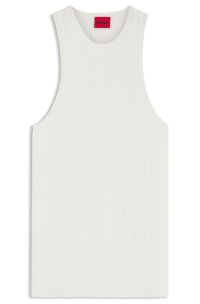 Sleeveless racer-back top in ribbed crepe fabric, White